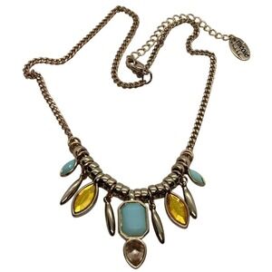 Nicole by Nicole Miller Gold‎ Tone Acrylic Stone Necklace Adjustable 18" - 21"